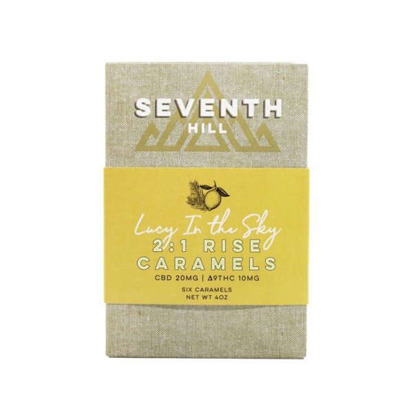 A box of Seventh Hill's 2:1 Rise Caramels against a white background