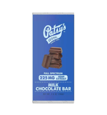 A Patsy's hemp CBD chocolate bar on a white background