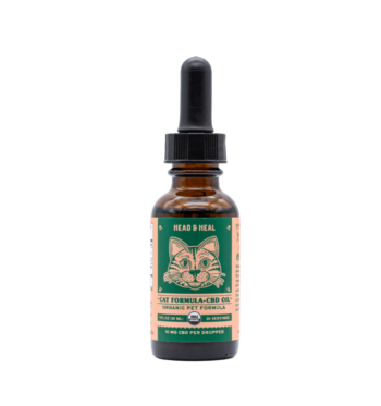 A tincture of Head & Heal Cat Formula CBD Oil on a clear background
