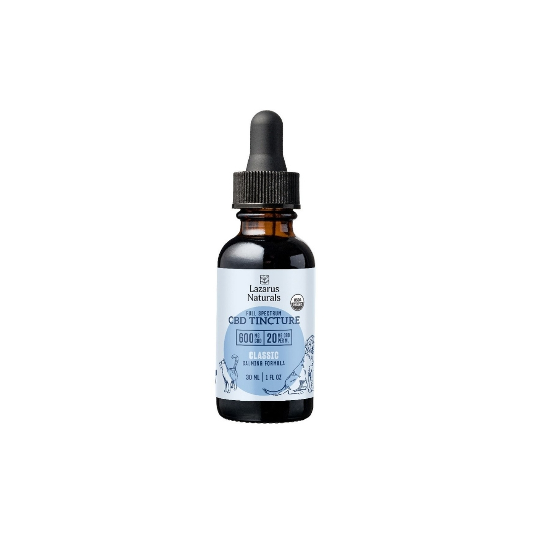 One small container of Lazarus Naturals Pet CBD Tincture on a white background
