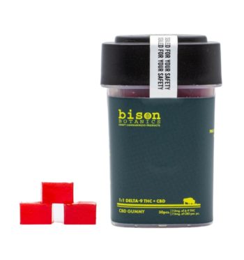 A 30-count container of Bison Botanics, on a white background