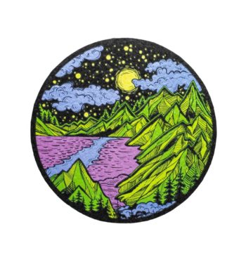 A Mountain Scene rubber dab mat from East Coasters, on a white background