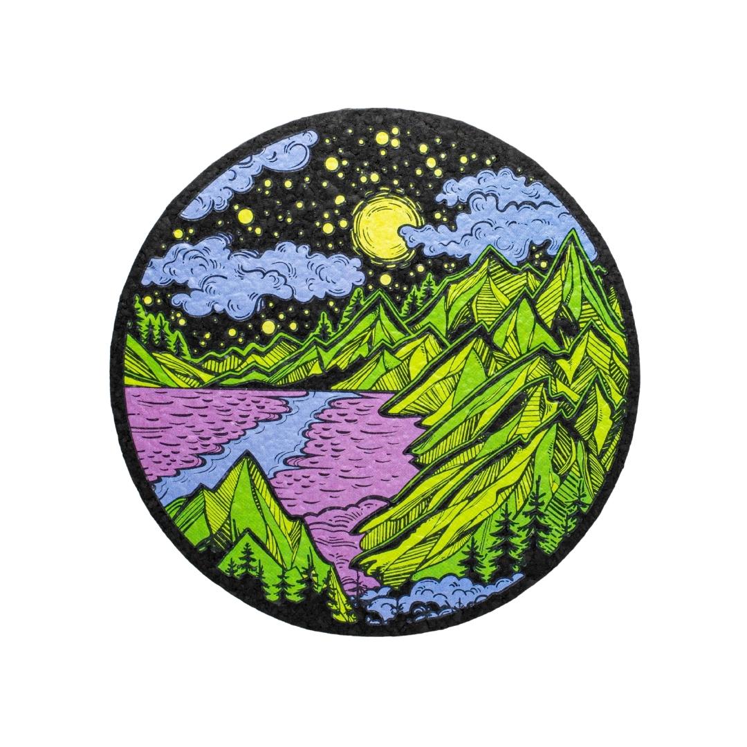 A Mountain Scene rubber dab mat from East Coasters, on a white background