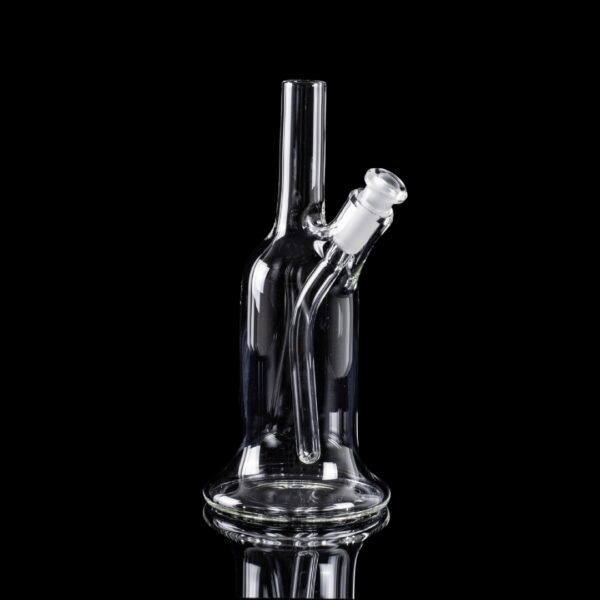 A clear 6-inch minitube made by BorOregon, on a black background
