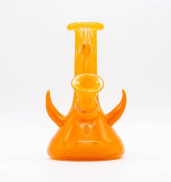 An orange, 5-inch jammer, made by GooMan Glass, on a white background