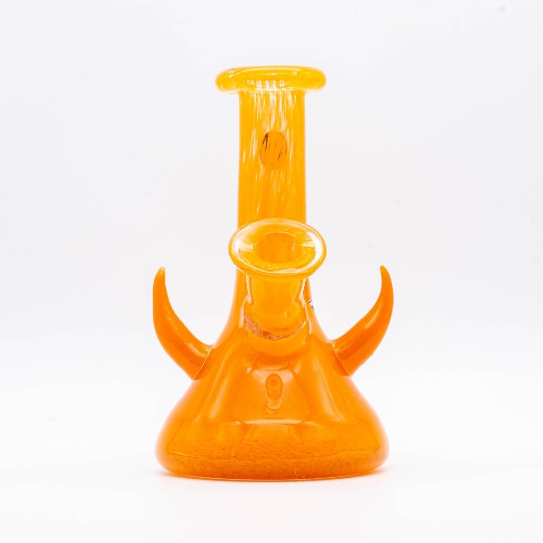 An orange, 5-inch jammer, made by GooMan Glass, on a white background
