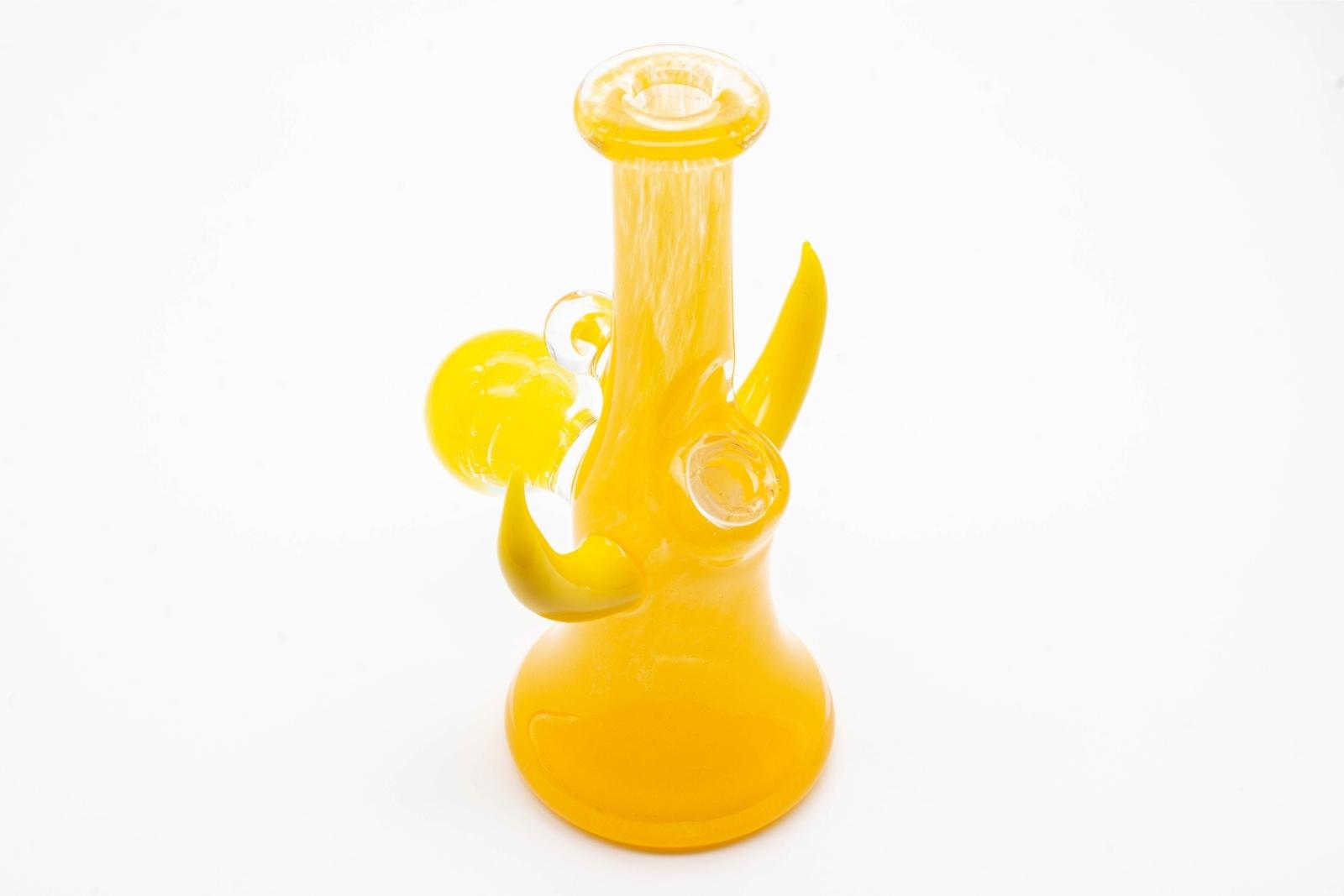 A yellow, 6-inch jammer, made by GooMan Glass, on a white background