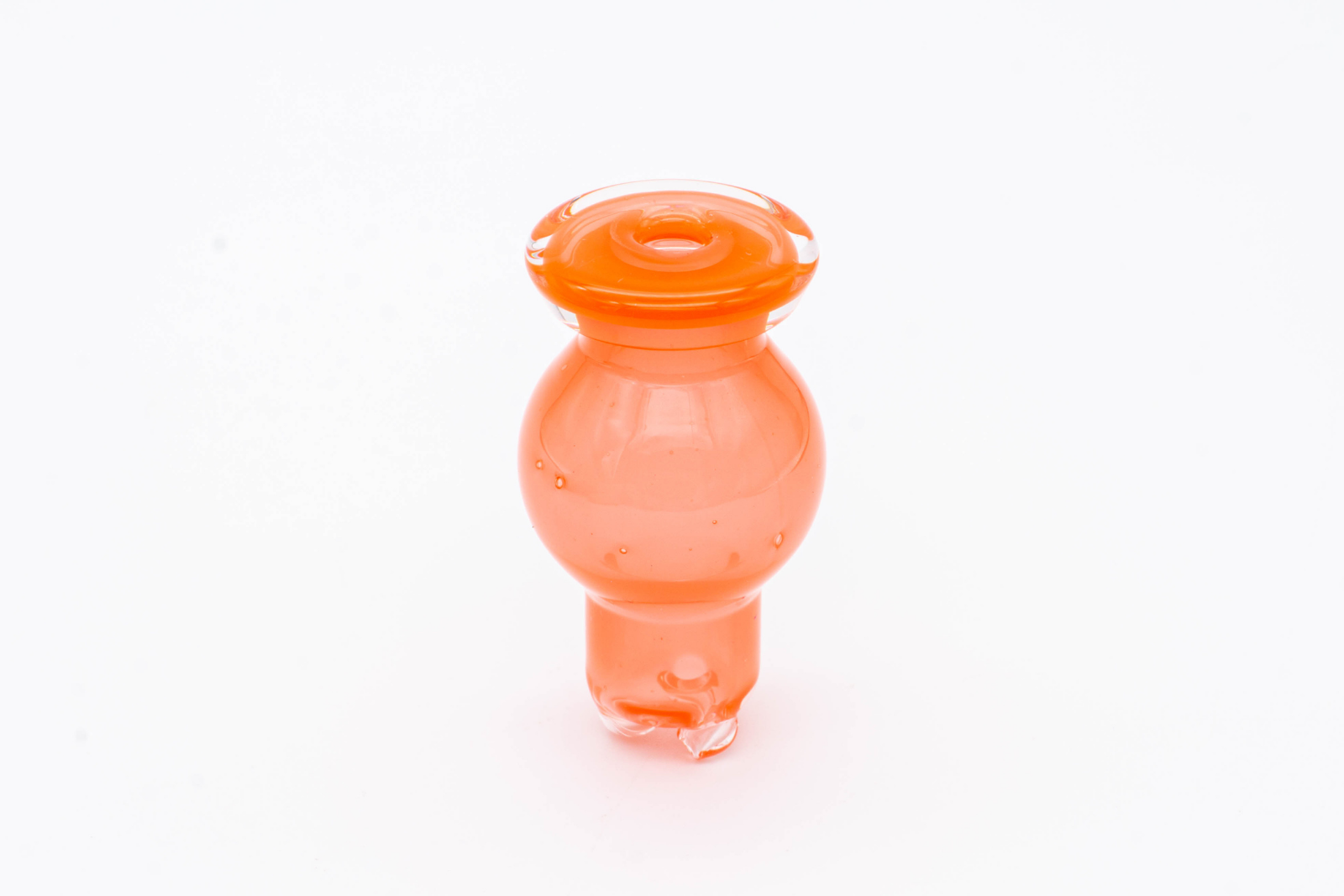 A red spinner bubble cap made by BorOregon, on a white background