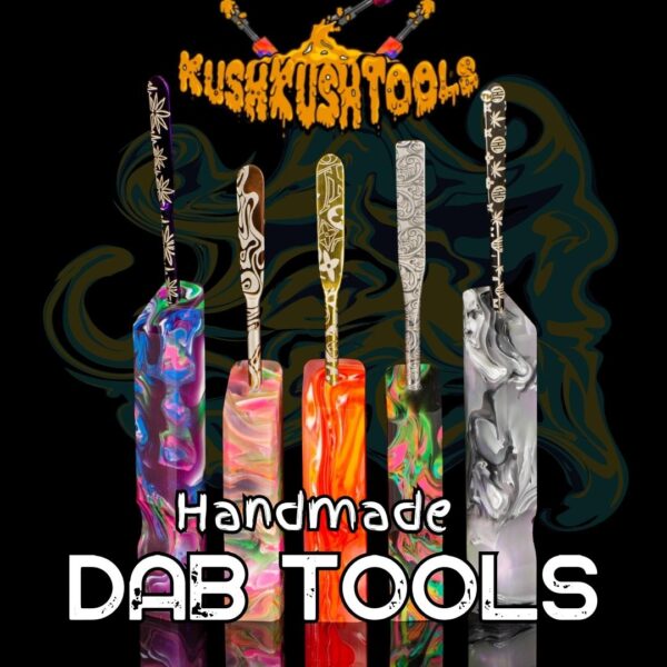 A photo of various dab tools, crafted by KushKushTools