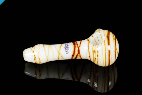 A side shot of Sqwash Glass Spin Spoon A on a black background