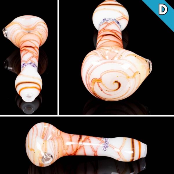 A collage of photos, showing different angles, of the Sqwash Glass White Spin Spoon D