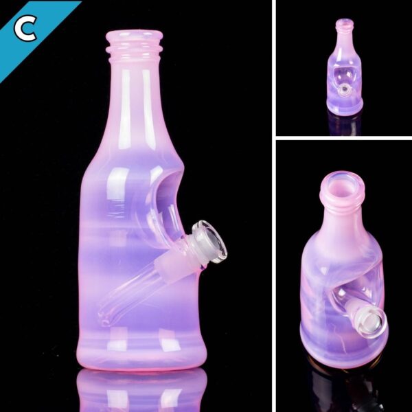 A collage of photos, showing different angles, of the Costa Glass Saki Bottle Rig C