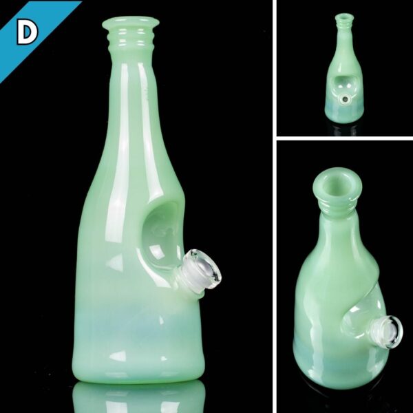 A collage of photos, showing different angles, of the Costa Glass Saki Bottle Rig D