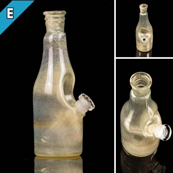 A collage of photos, showing different angles, of the Costa Glass Saki Bottle Rig E