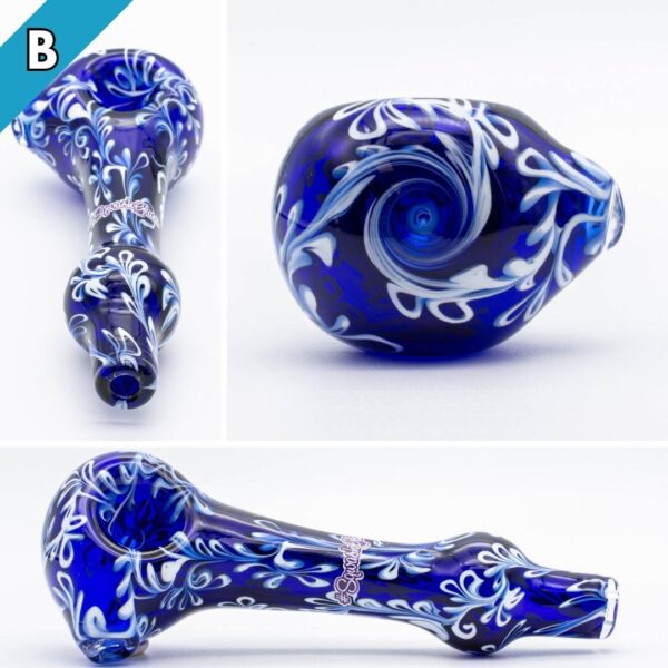A collage of photos, showing different angles, of the Sqwash Glass Vine Spoon B