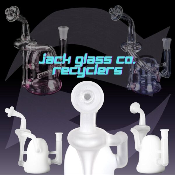 Several recyclers made by Jack Glass Co., on a white background.