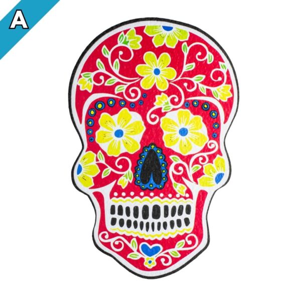 A red Die Cut Sugar Skull rubber dab mat from East Coasters, on a white background