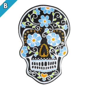 A black Die Cut Sugar Skull rubber dab mat from East Coasters, on a white background