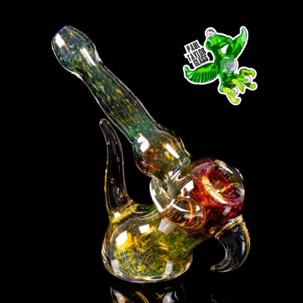 A Paul Taylor Glass Thick Frit Bubbler, on a black background