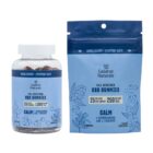 A 10-count and a 40-count of Lazarus Naturals CBD Calm Gummies, on a white background.