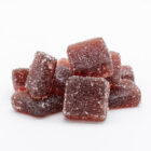 A pile of Lazarus Naturals CBD Calm Gummies, on a white background.