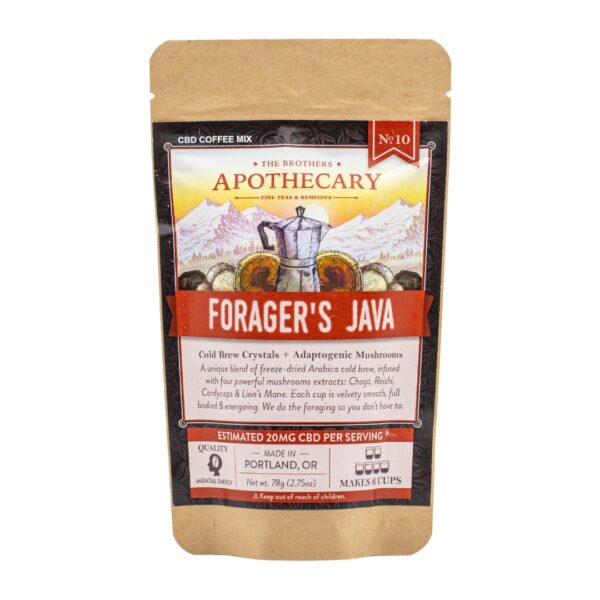 One bag of Forager's Java CBD Mushroom Instant Coffee on a white background