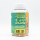 The backside of a jar of Cycling Frog 5:1 Mango Pineapple Gummies, on a white background.