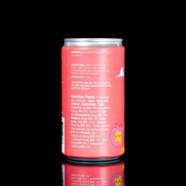 The backside of a single can of Honeycrisp Ayrloom Micro Infused Beverage on a black background