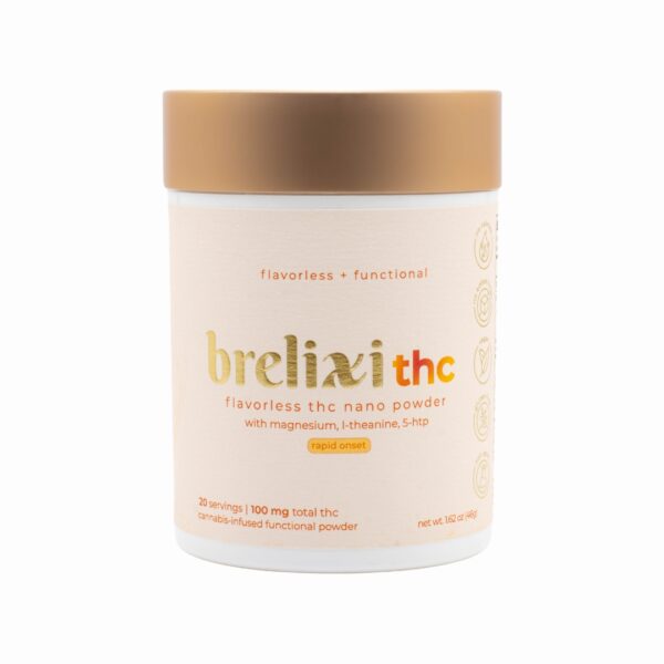 One container of Brelixi Flavorless THC Drink Mix, on a clear background.
