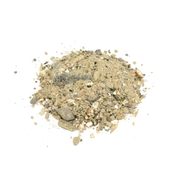 A small pile of BuildASoil Craft Blend Nutrient Pack on a clear background