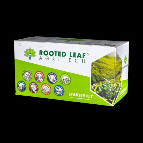 A Rooted Leaf Agritech Starter Kit, on a black background