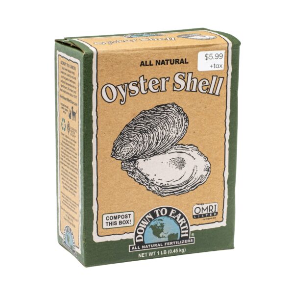 A box of Down To Earth Oyster Shell on a clear background