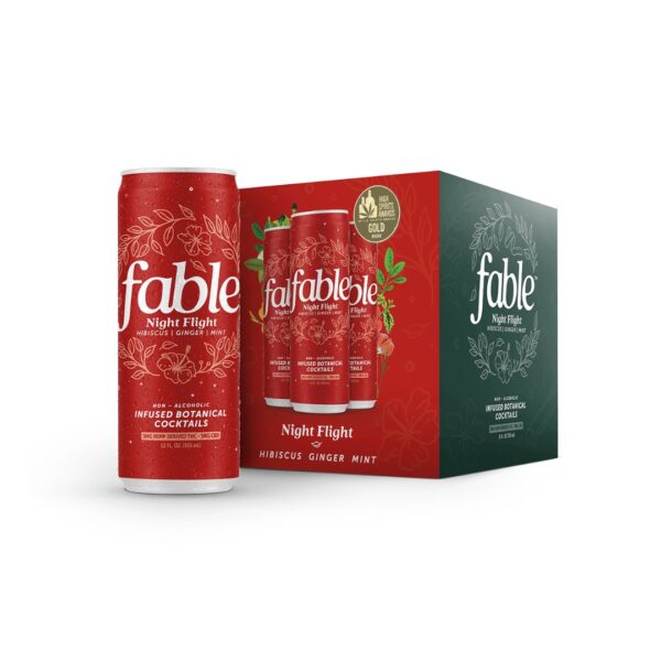 1 can of Fable Night Flight in front of it's 6-pack container. Both items are on a white background.