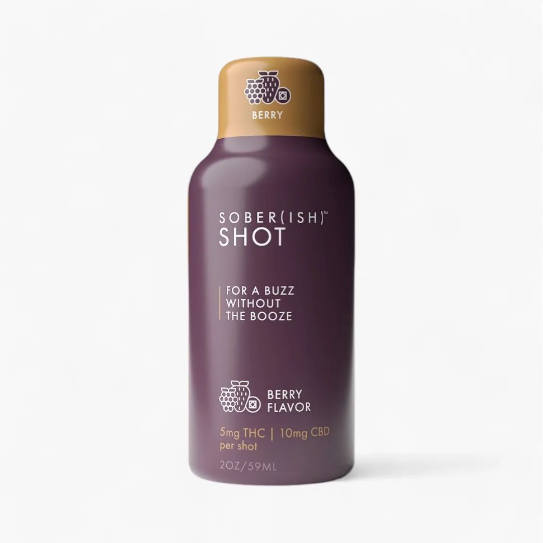 A single bottle of Sober(ish) Berry flavor on a white background.