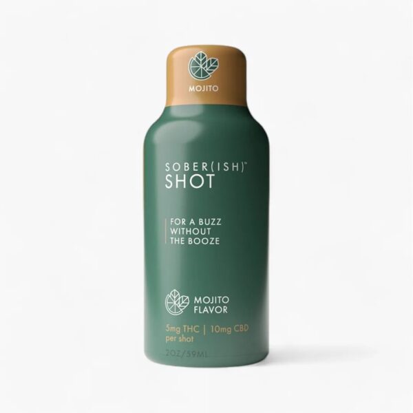 A single bottle of Sober(ish) Mojito flavor on a white background.